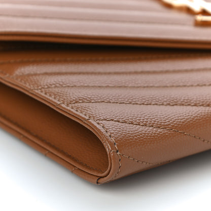 Saint Laurent Grain De Poudre Matelasse Chevron Monogram Cassandre Flap Pouch Natural Dark 9 of 11