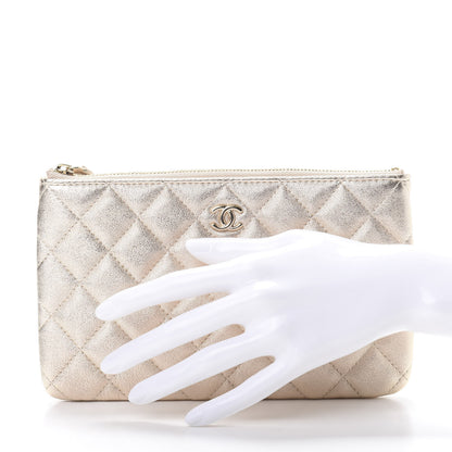 Chanel Metallic Lambskin Quilted Cosmetic Case Gold 2 of 8