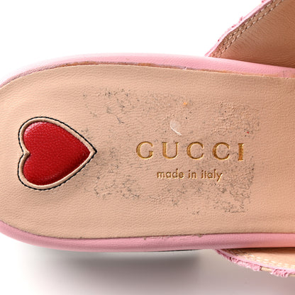 Gucci Lace Malaga Kid Womens Princetown Slippers 38 Sugar Pink Skin Rose 10 of 21