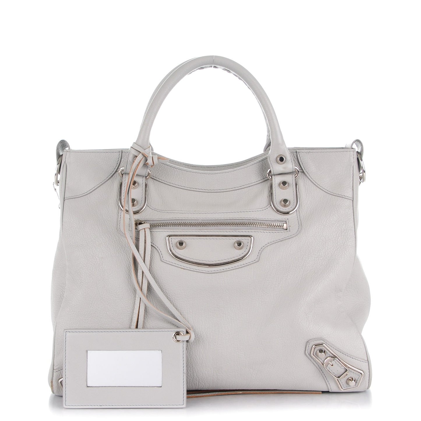 Chevre Silver Metallic Edge Hardware Velo Gris Perle