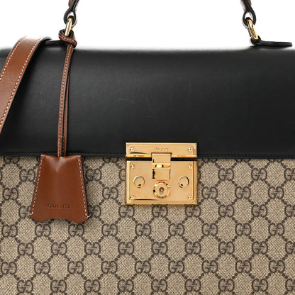 Gucci GG Supreme Monogram Calfskin Medium Padlock Top Handle Bag Beige Black Cuir 7 of 11