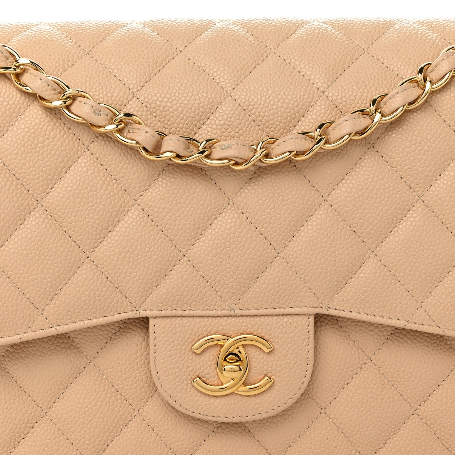 Chanel Caviar Quilted Jumbo Double Flap Beige 8 of 10