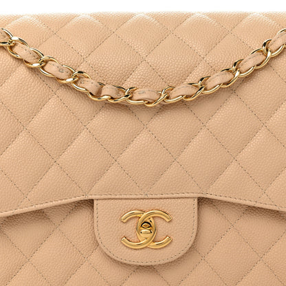 Chanel Caviar Quilted Jumbo Double Flap Beige 8 of 10