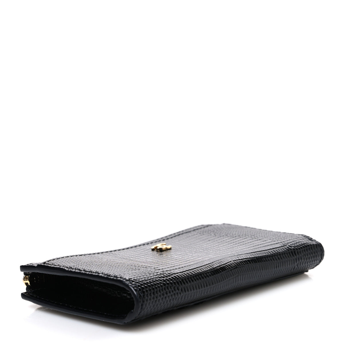 Lizard Embossed Long Zipped Wallet Black