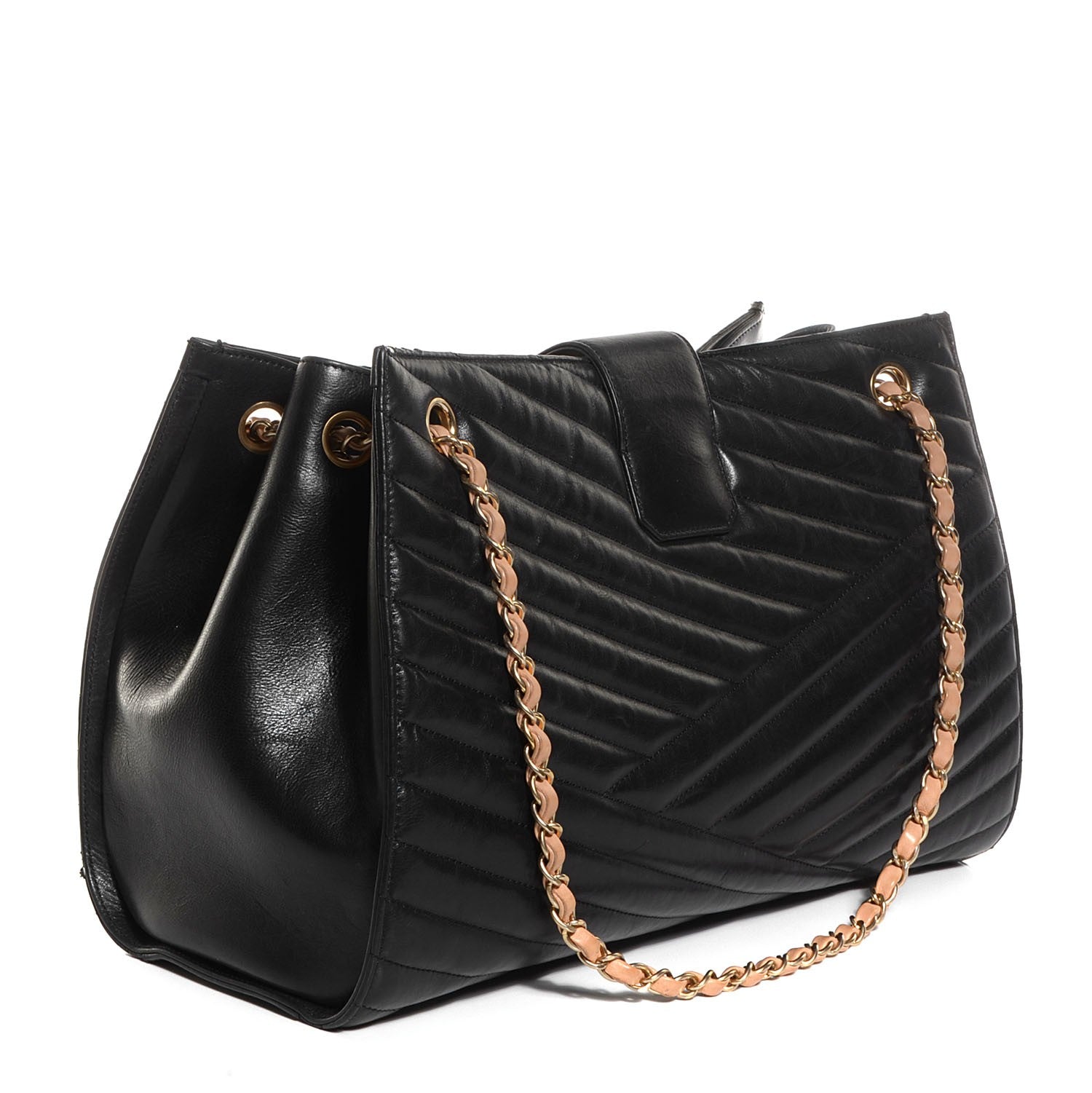 Chanel Calfskin Chevron Large Gabrielle Tote Black 3 of 9