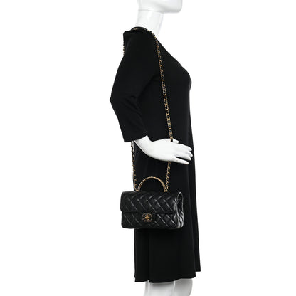 Chanel Lambskin Quilted Mini Strass On Top Flap Black 2 of 11