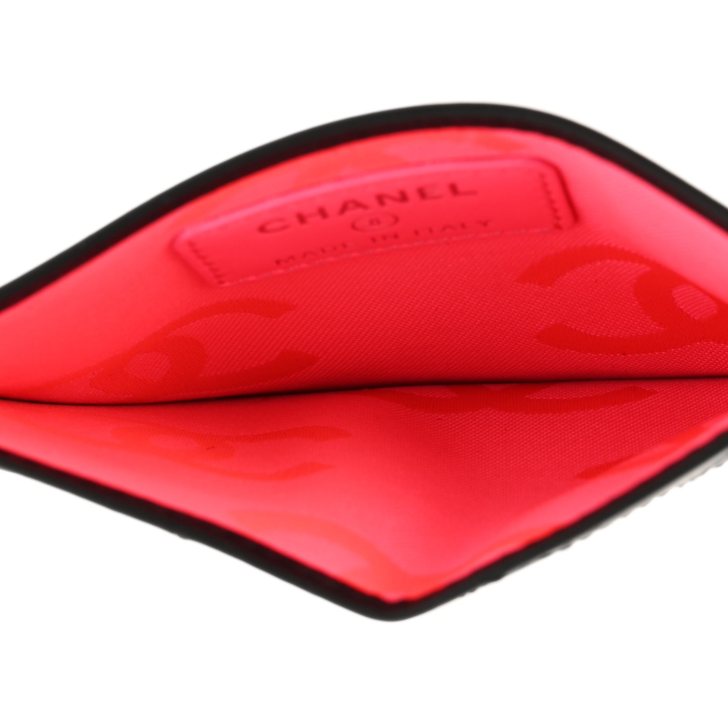 Calfskin Quilted Cambon Card Holder Black