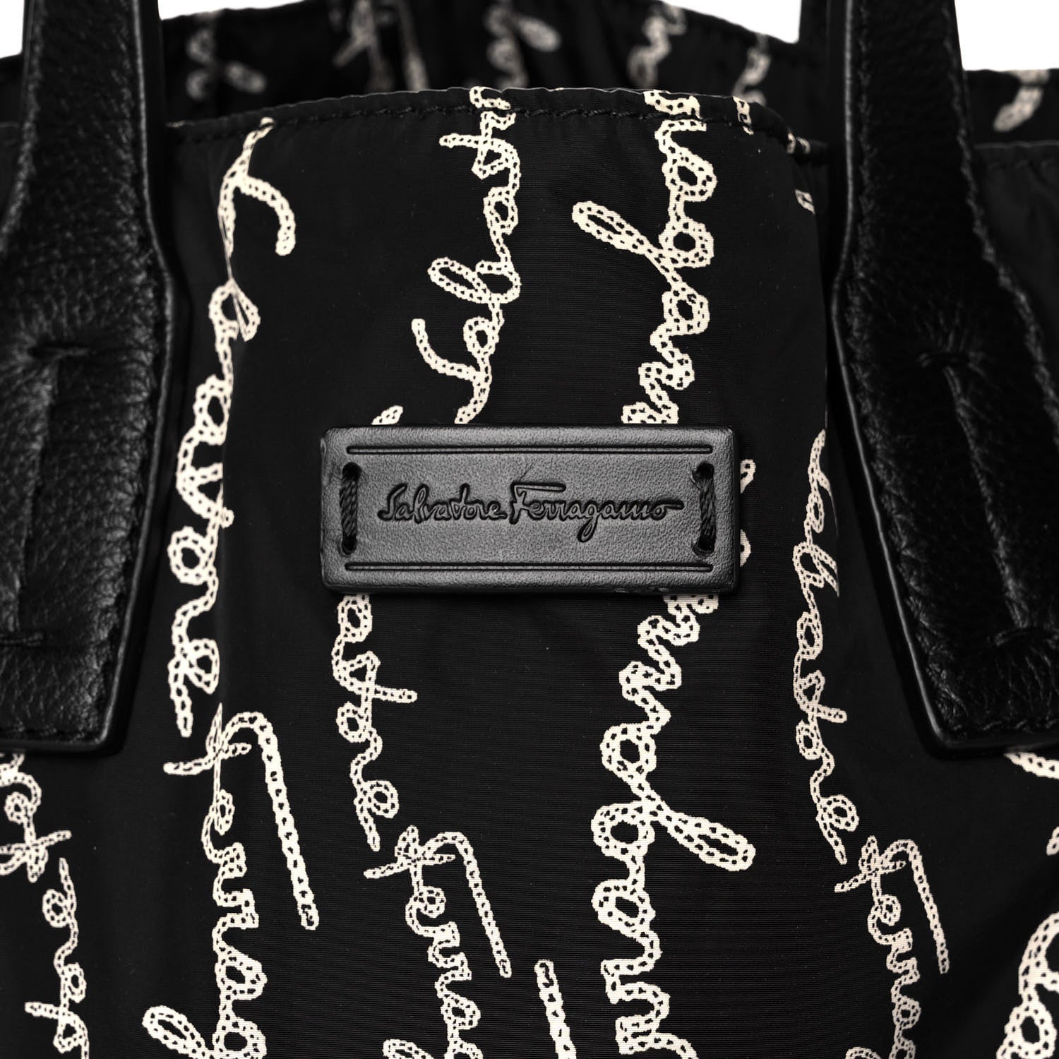 Salvatore Ferragamo Nylon All Over Printed Logo Tote Black 6 of 14