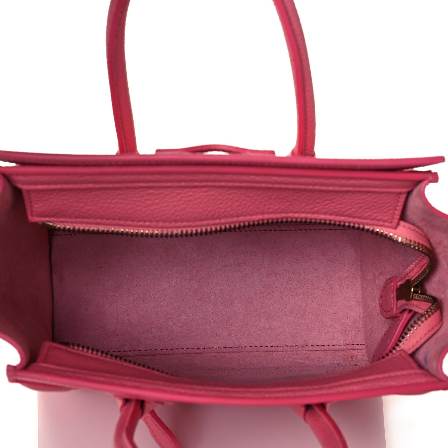 Celine Drummed Calfskin Nano Luggage Flamingo 5 of 15