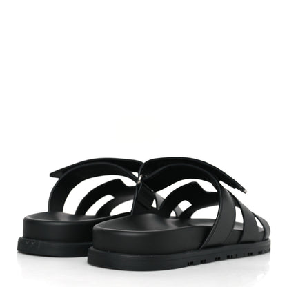 Hermes Calfskin Womens Chypre Sandals 39.5 Black 4 of 9