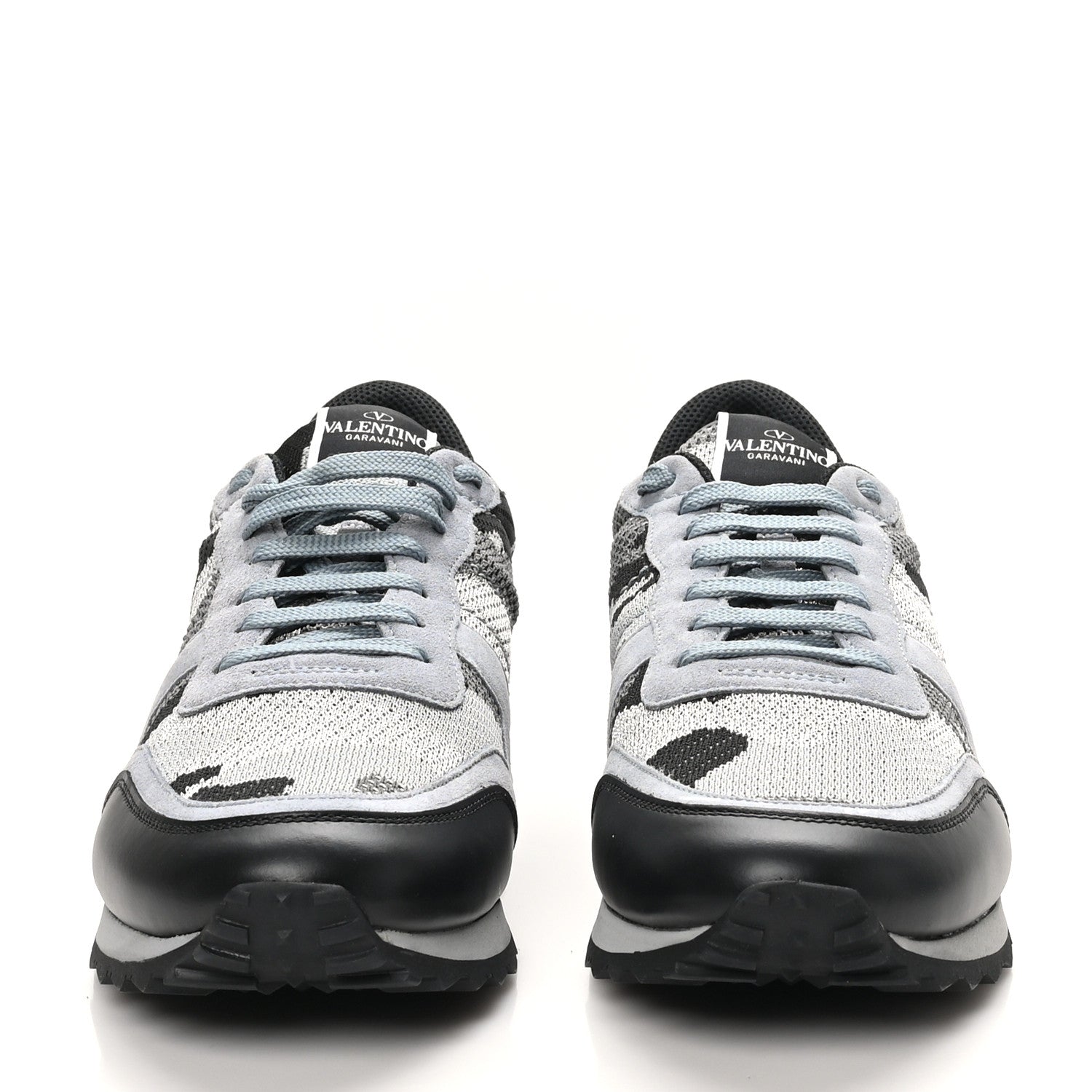Valentino Garavani Mesh Suede Camouflage Mens Rockrunner Sneakers 10 Grey 3 of 9