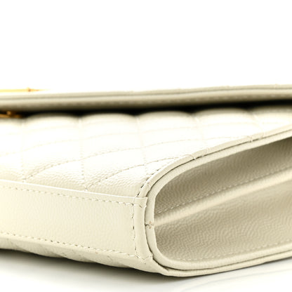 Saint Laurent Grain De Poudre Mixed Matelasse Triquilt Monogram Chain Wallet Blanc Vintage 10 of 10