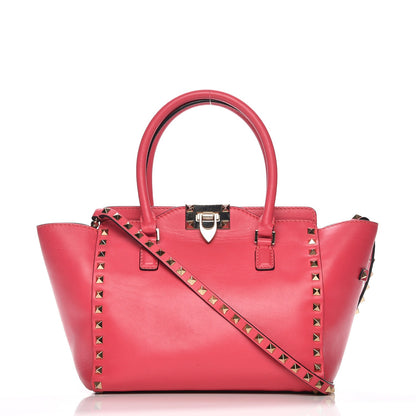 Valentino Garavani Vitello Small Rockstud Double Handle Tote Raspberry 1 of 8