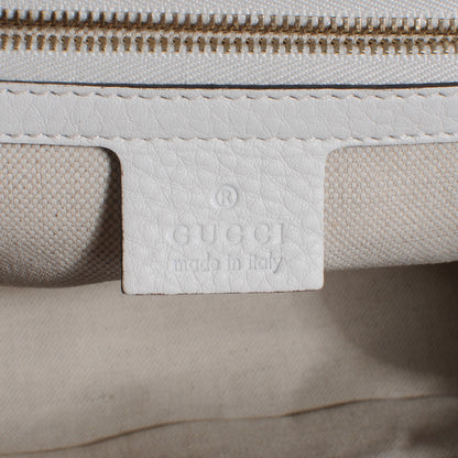 Gucci Pebbled Calfskin Large New Bamboo Medium Top Handle Bag White 5 of 7