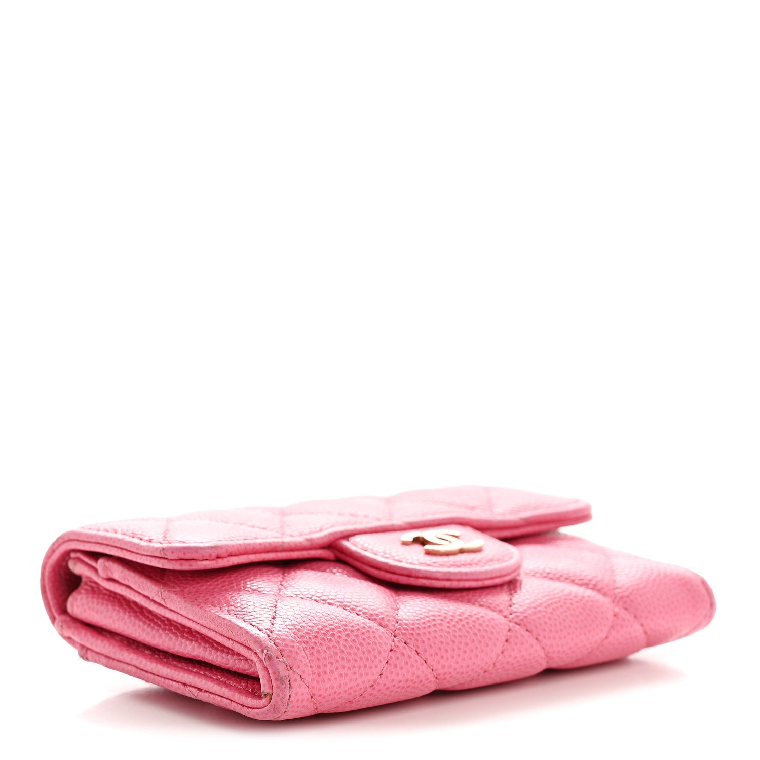 Chanel Caviar Quilted Flap Card Holder Wallet Pink 4 of 12