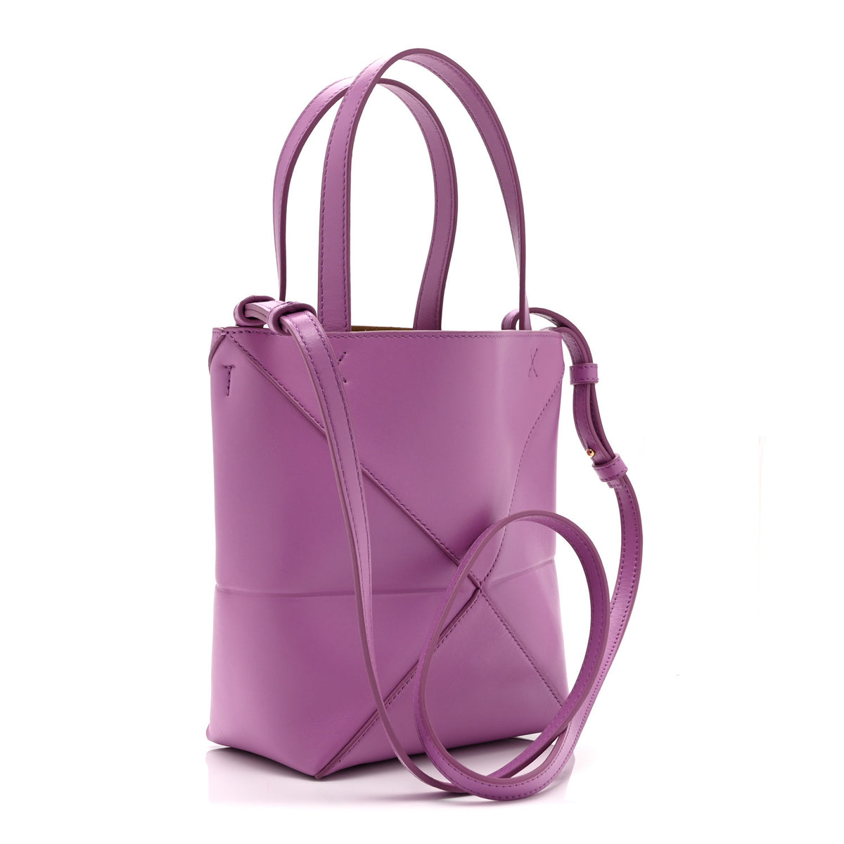 Loewe Shiny Calfskin Mini Puzzle Fold Tote Rockrose 3 of 10