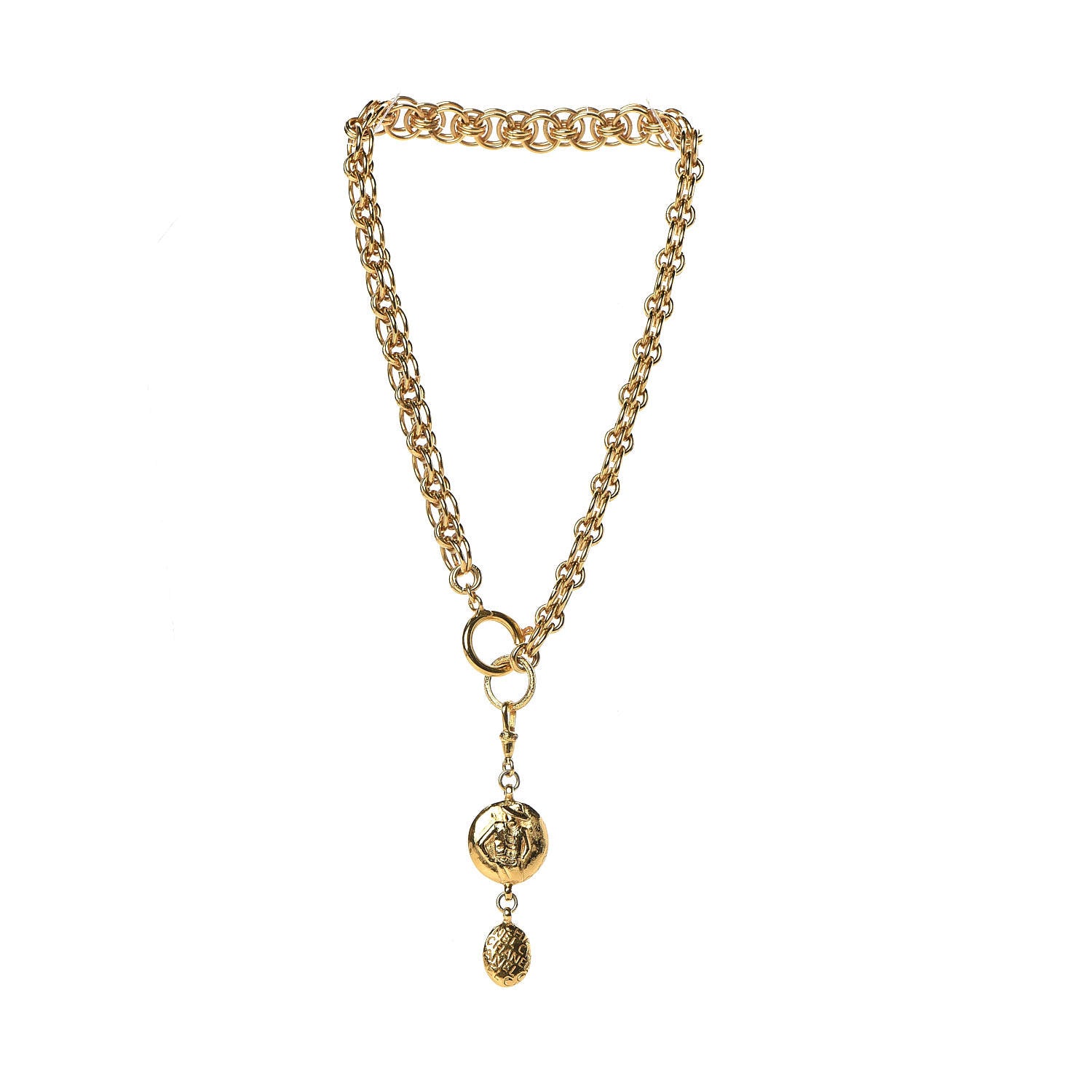 Chanel Medallion Choker Necklace Gold 3 of 4