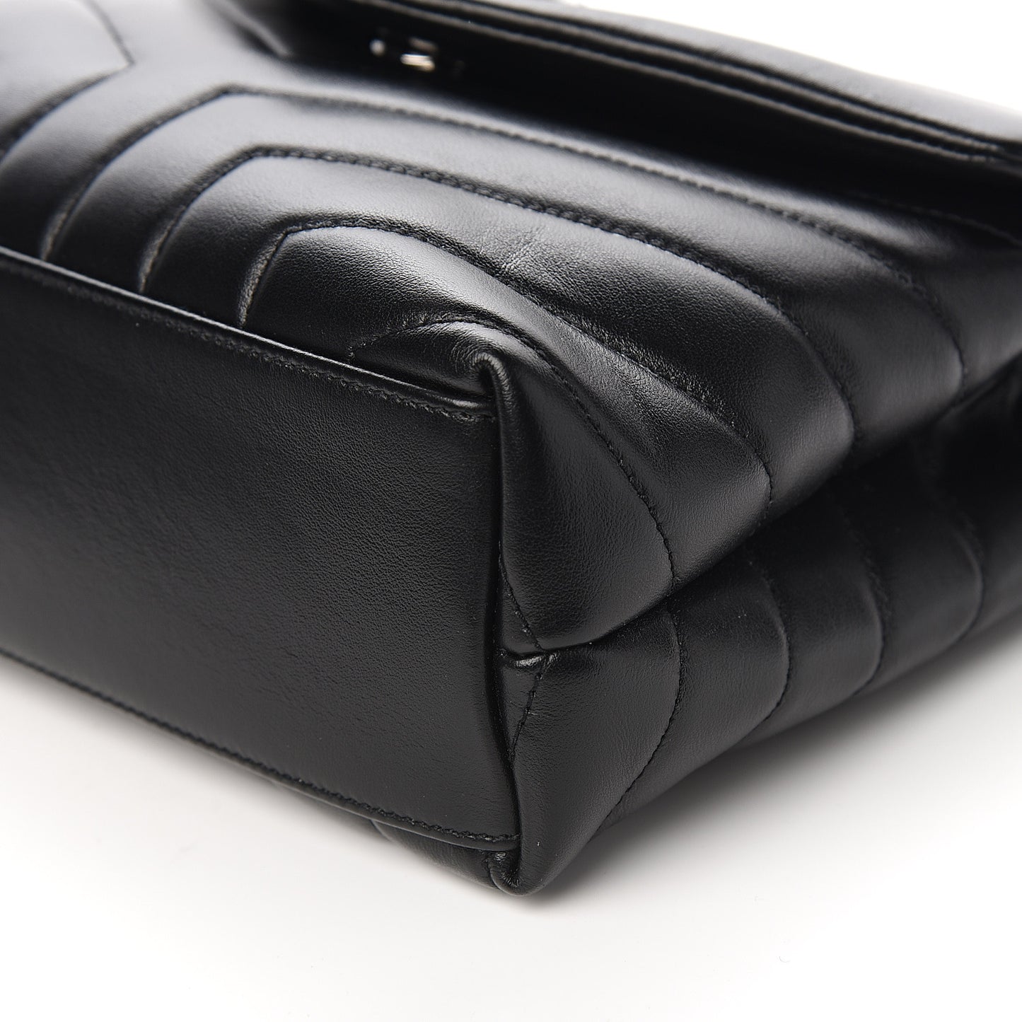 Calfskin Y Quilted Monogram Small Loulou Chain Satchel Black