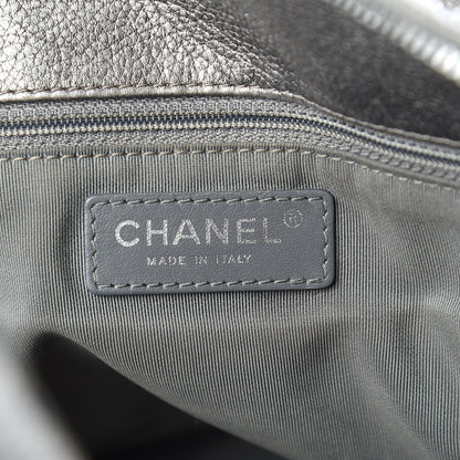 Chanel Metallic Grained Calfskin Quilted Large Casual Pocket Bowling Bag Silver 8 of 16