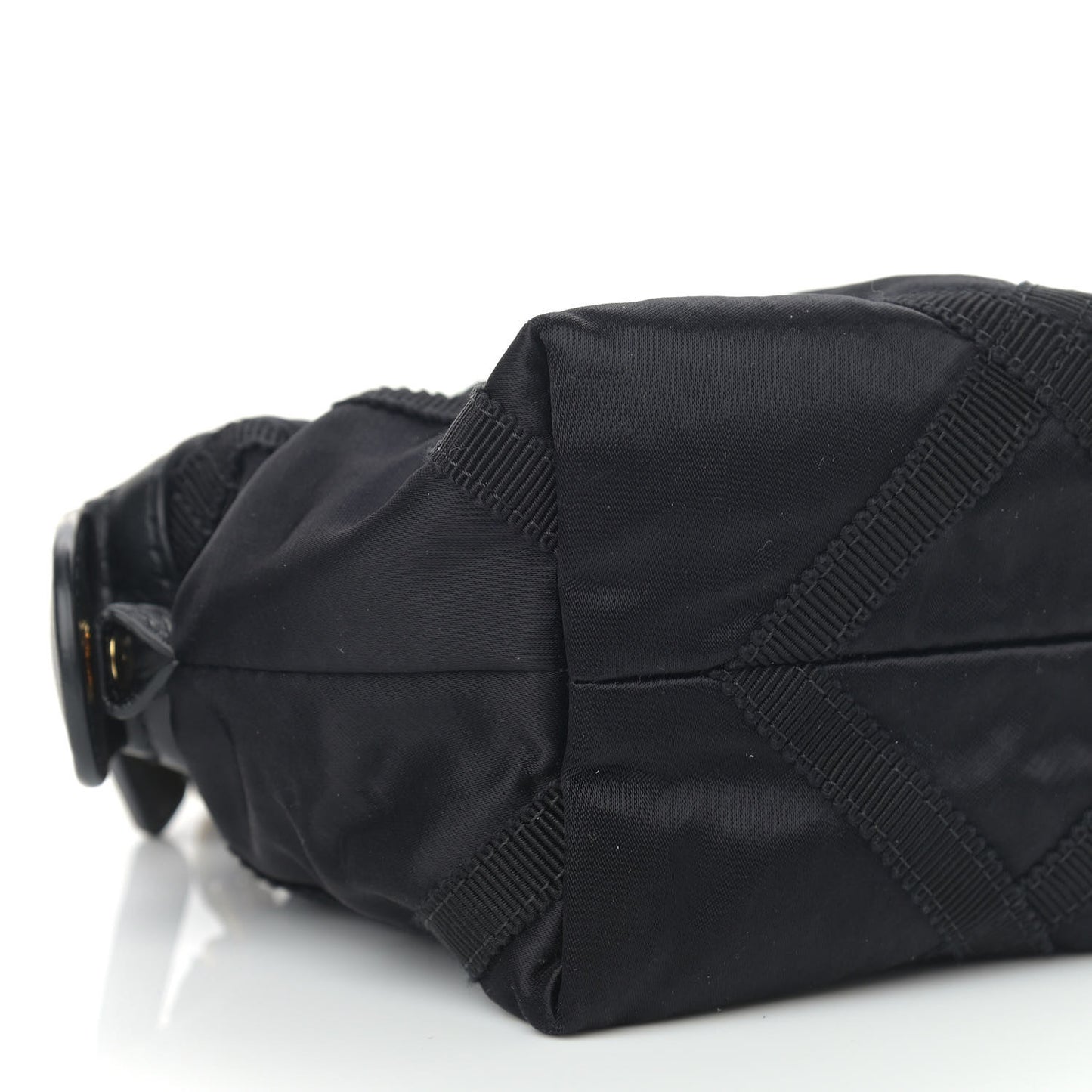 Nylon Grosgrain Quilted Lifestyle Clutch with Chain Black