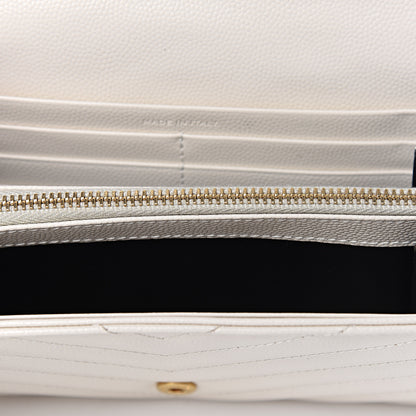 Saint Laurent Grain De Poudre Matelasse Large Monogram Flap Wallet Porcellana 8 of 11