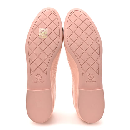 Chanel Shiny Crumpled Calfskin Patent CC Cap Toe Ballerina Flats 41 Light Pink Black 6 of 10