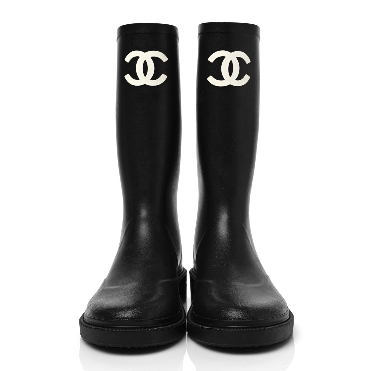 Chanel Caoutchouk CC High Boots 37 Black 2 of 8