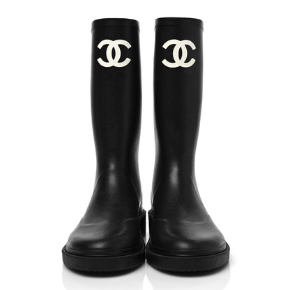 Chanel Caoutchouk CC High Boots 37 Black 2 of 8