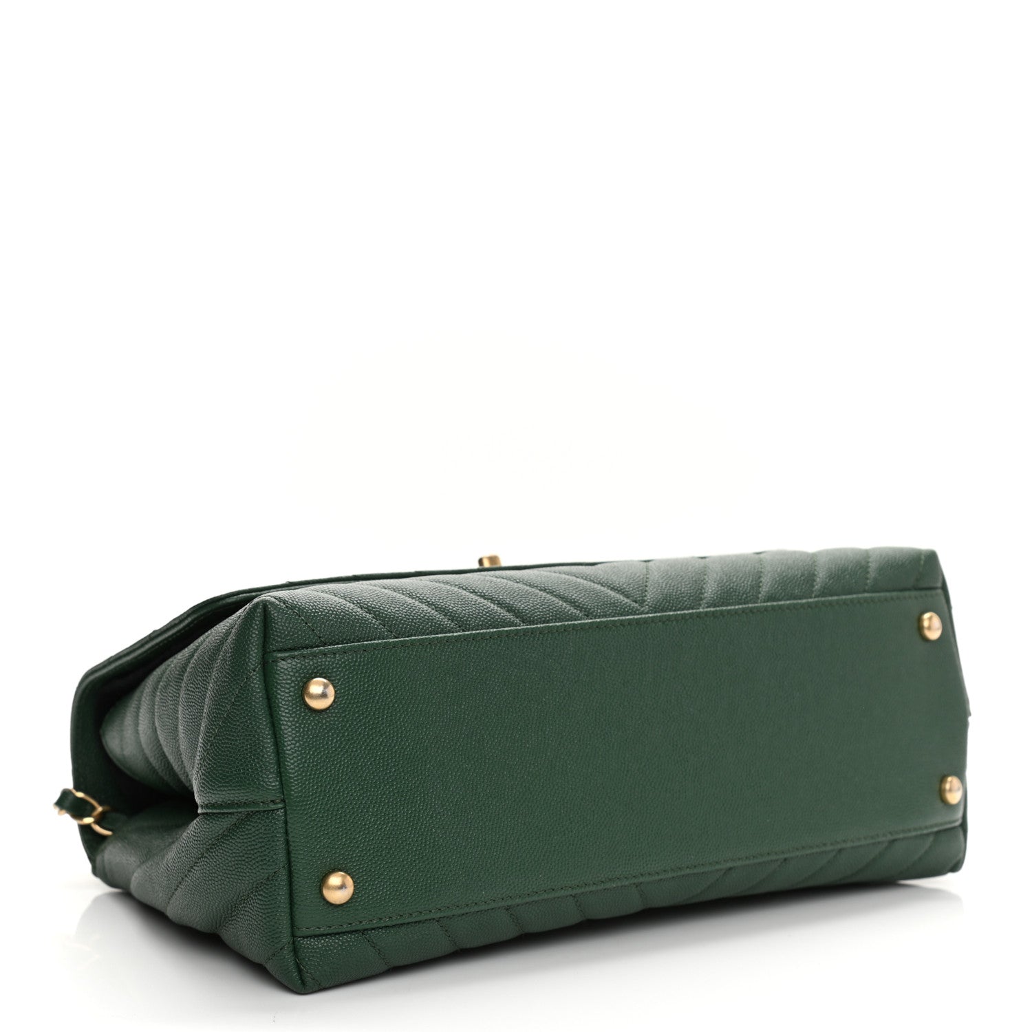 Chanel Caviar Chevron Quilted Small Coco Handle Flap Green 4 of 8