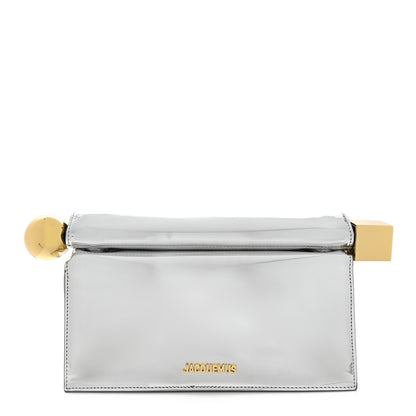 Jacquemus Metallic Patent Calfskin La Pochette Rond Carre Silver 1 of 6
