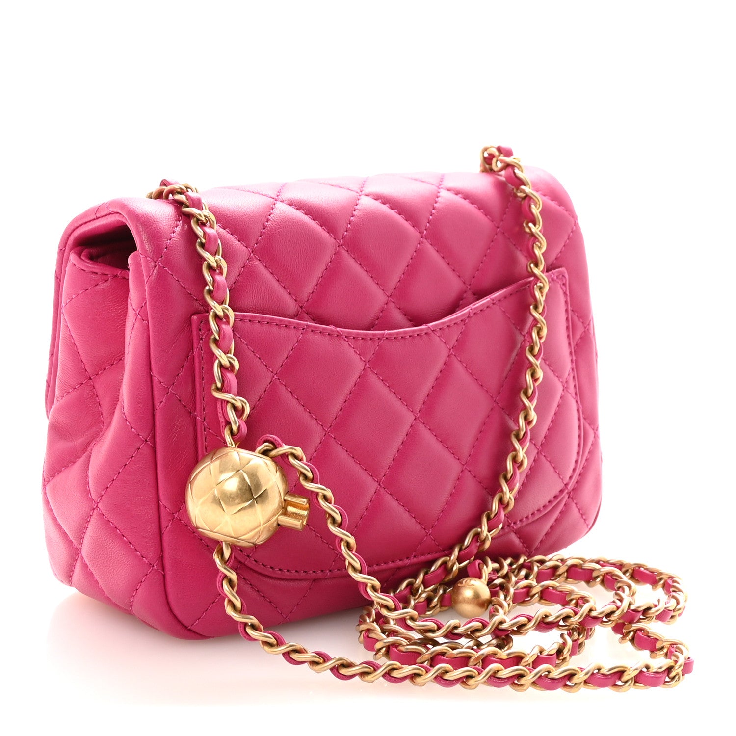 Chanel Lambskin Quilted Mini Pearl Crush Flap Fuchsia 3 of 10