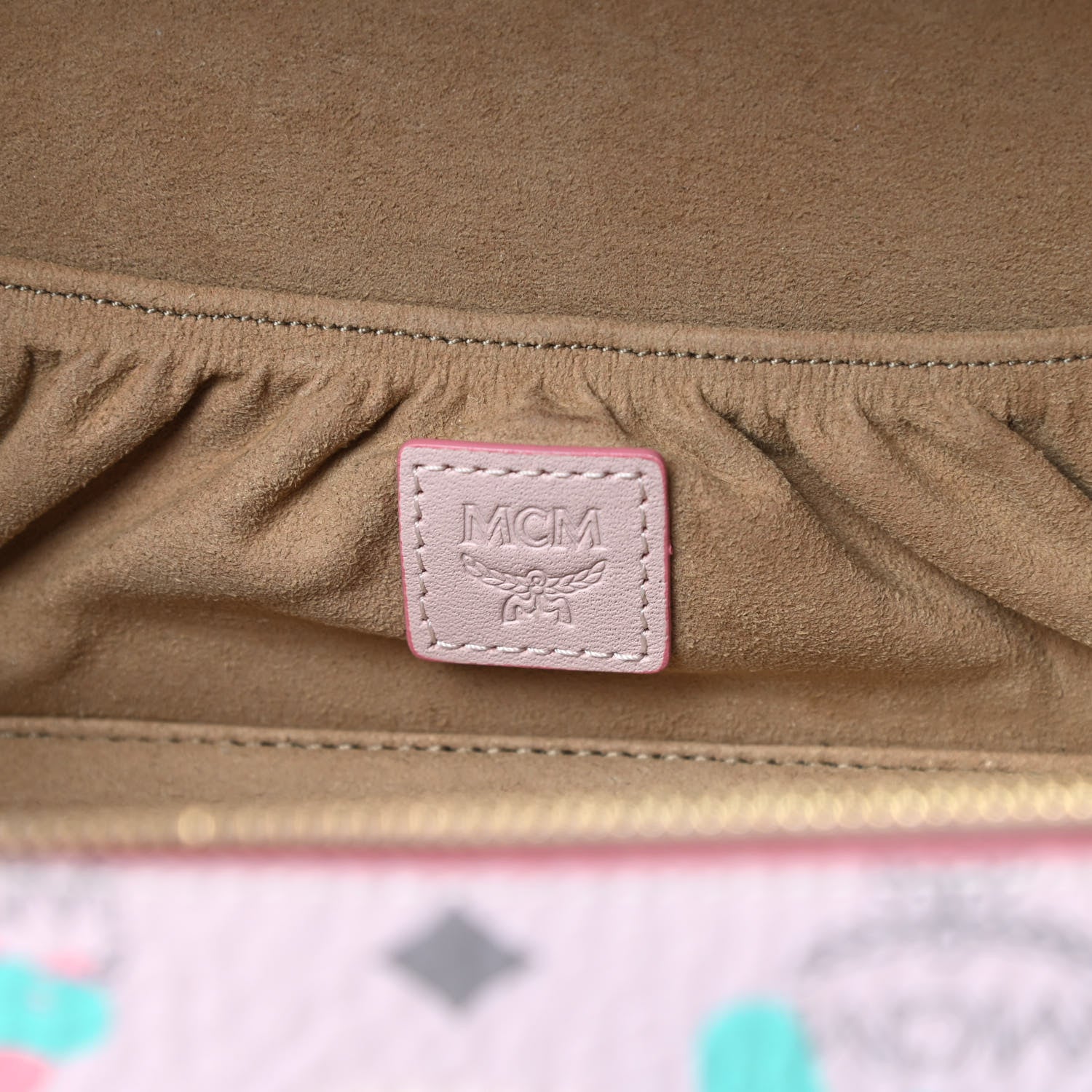 MCM Visetos Floral Leopard Vanity Case Pink 6 of 10