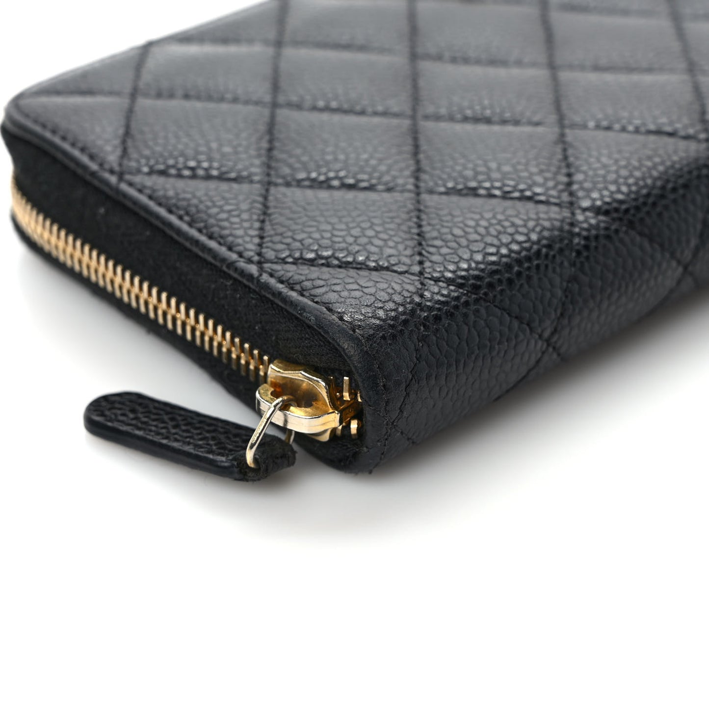 Caviar Quilted Large Gusset Zip Around Wallet Black
