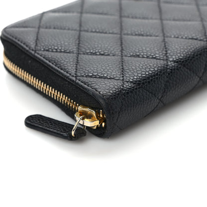 Chanel Caviar Quilted Large Gusset Zip Around Wallet Black 8 of 10
