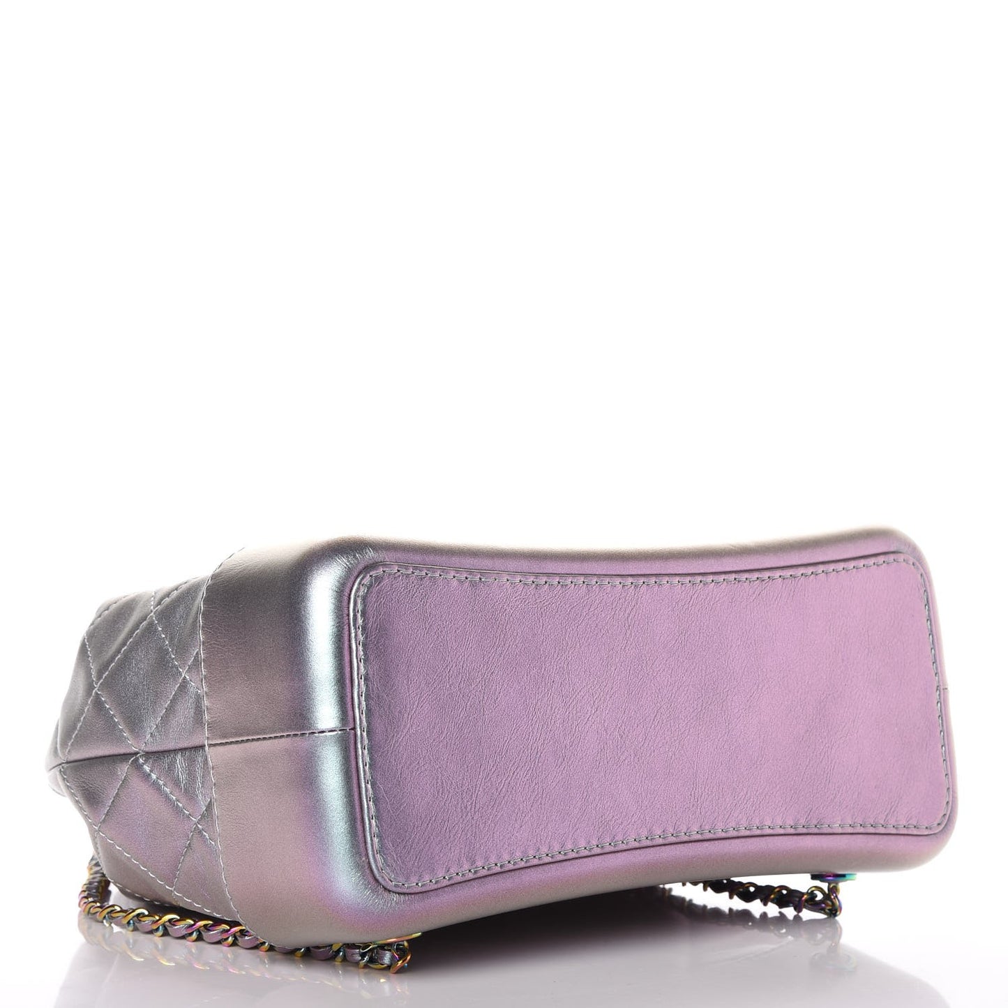 Iridescent Lambskin Calfskin Quilted Gabrielle Backpack Light Purple