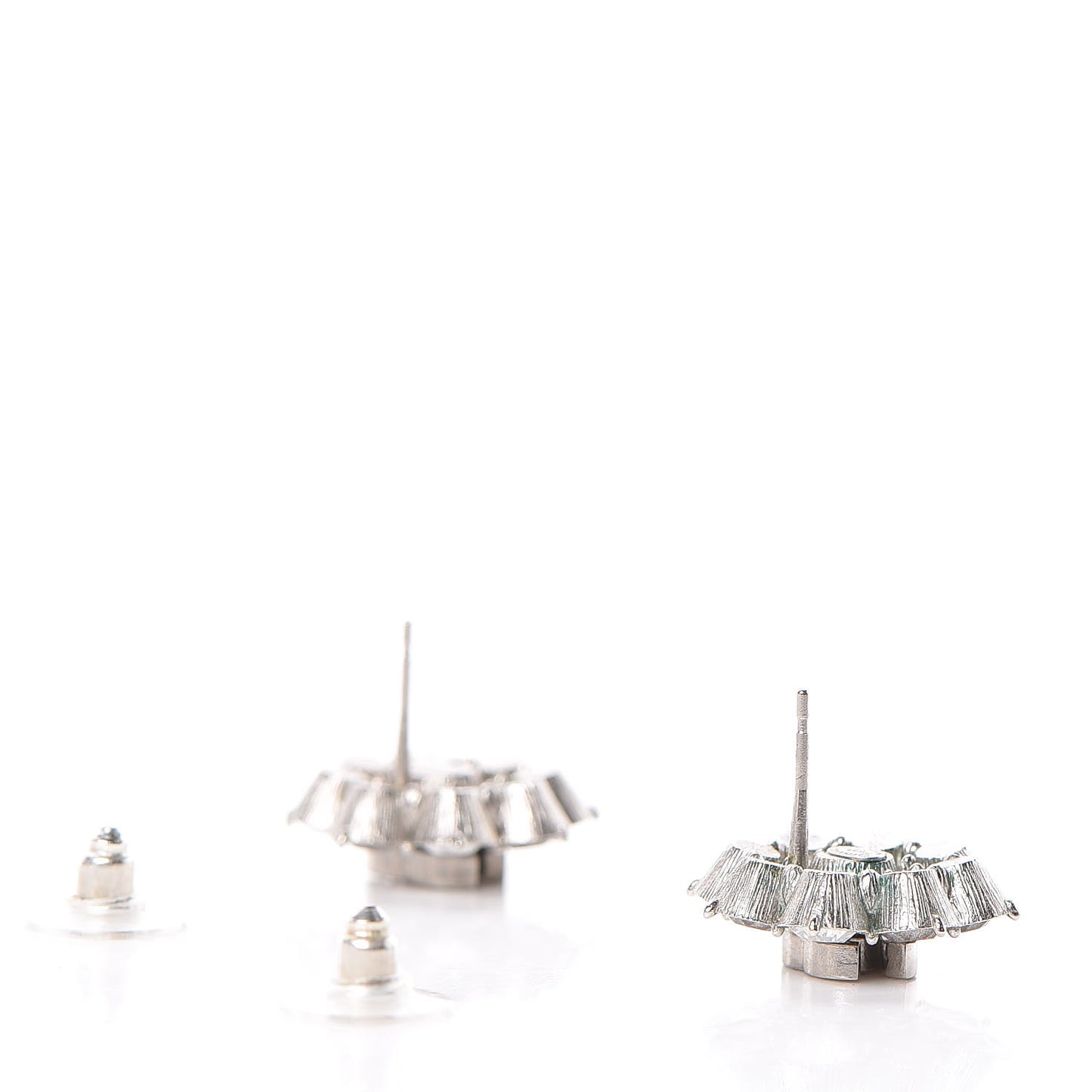 Crystal CC Camellia Earrings Silver