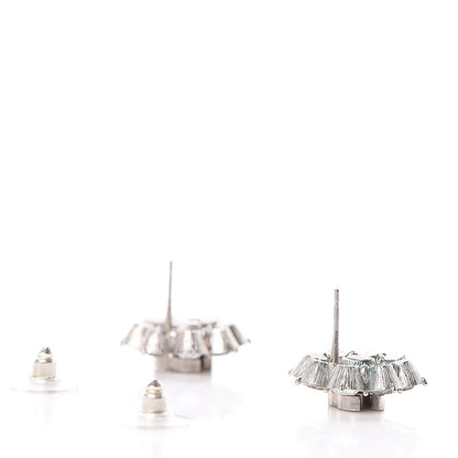 Chanel Crystal CC Camellia Earrings Silver 5 of 5