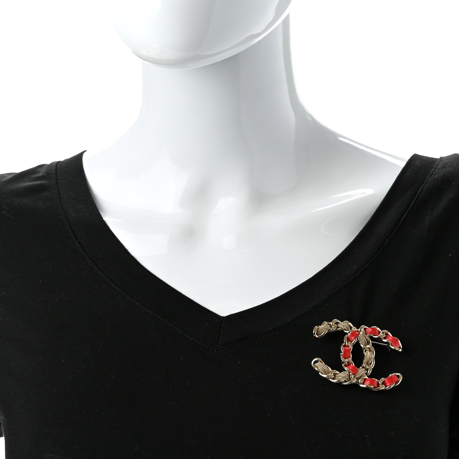 Chanel Lambskin Chain CC Brooch Red 2 of 5