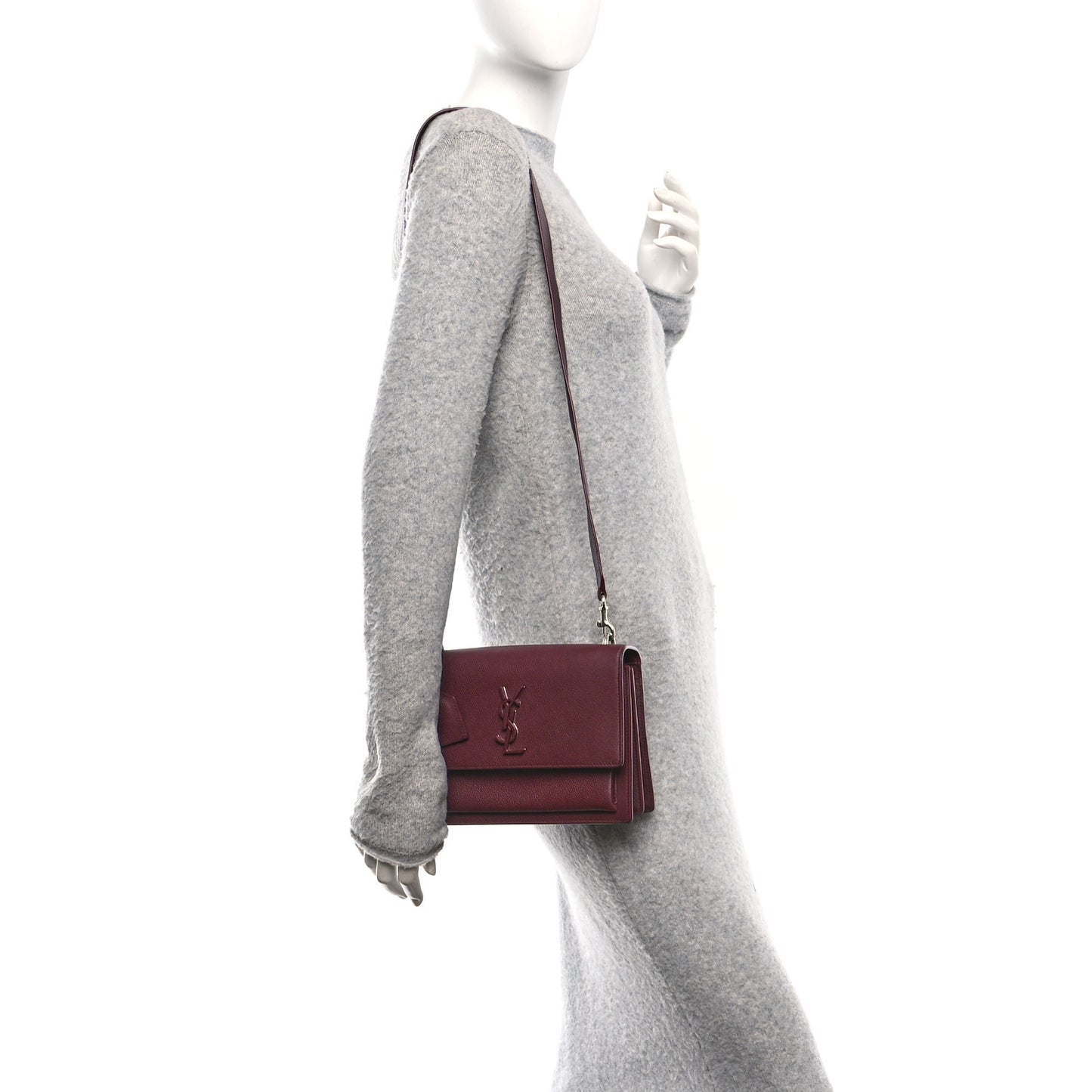 Calfskin Monogram Medium Sunset Satchel Rouge Legion