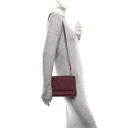 Saint Laurent Calfskin Monogram Medium Sunset Satchel Rouge Legion 3 of 9
