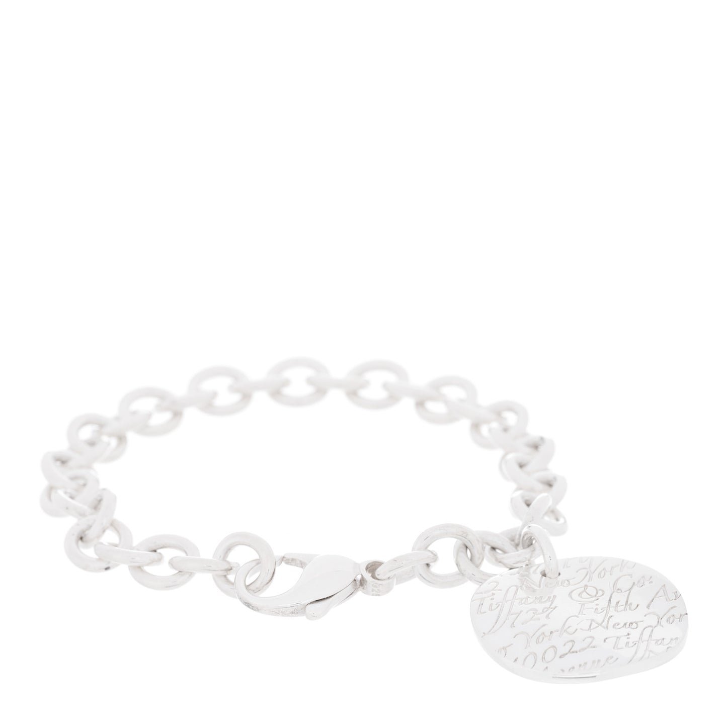 Sterling Silver Notes Round Tag Charm Bracelet