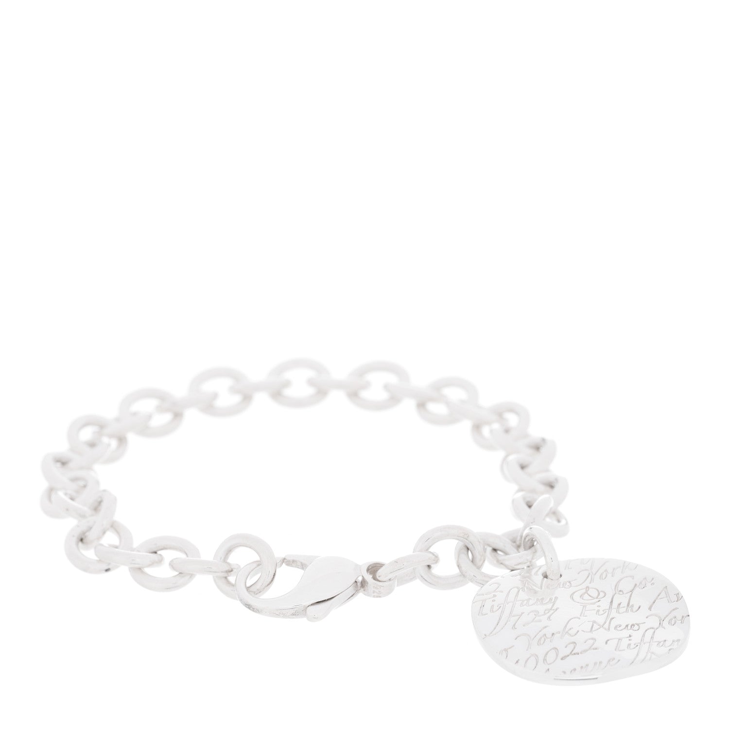 Tiffany Sterling Silver Notes Round Tag Charm Bracelet 1 of 3
