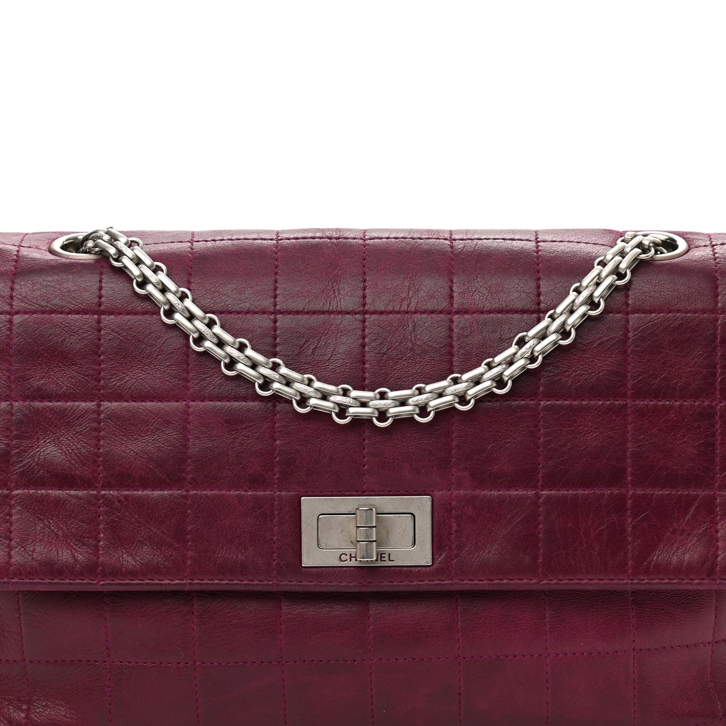 Lambskin Chocolate Bar Mademoiselle Flap Purple