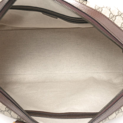 Gucci GG Supreme Monogram Textured Dollar Calfskin Web Medium Savoy Duffle Bag Beige Ebony New Acero 4 of 9