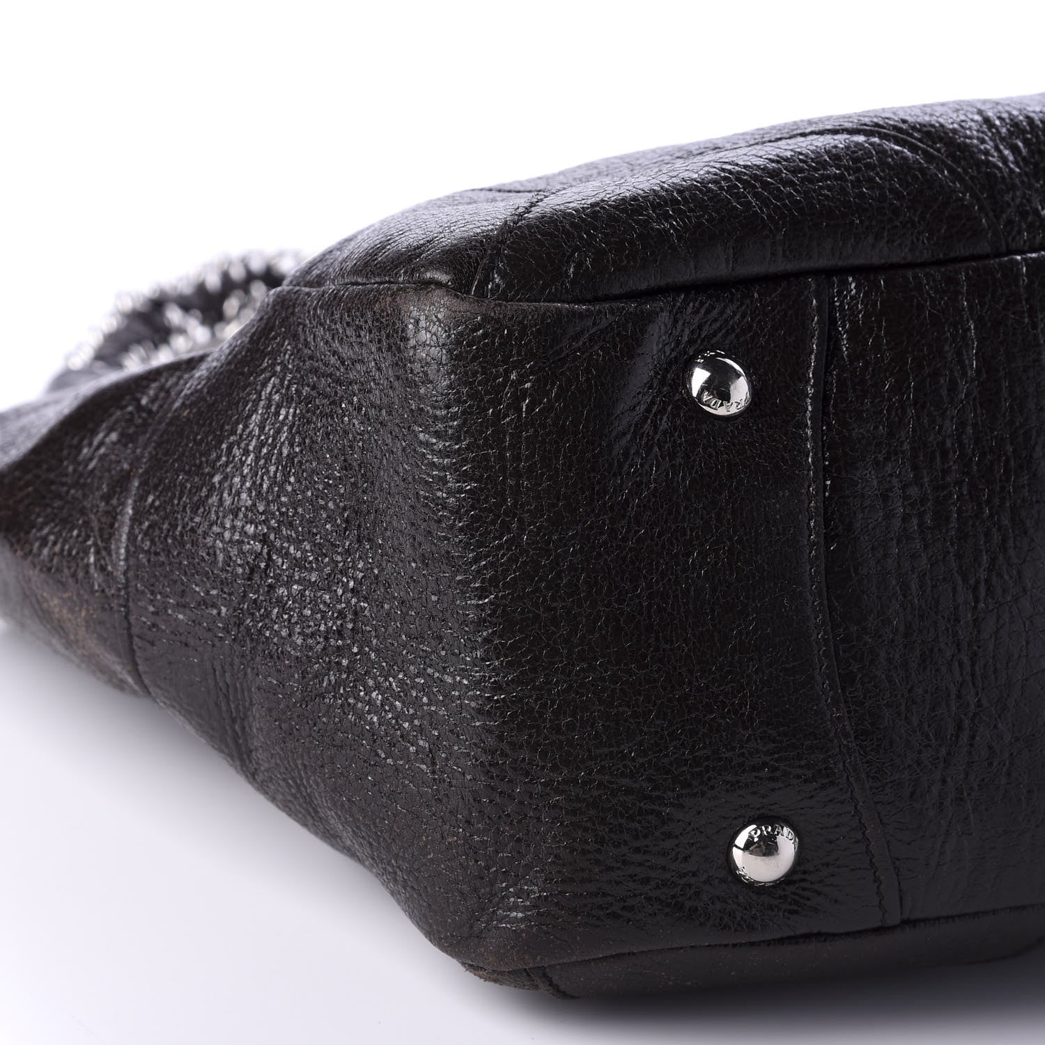 Prada Cervo Lux Chain Shoulder Bag Brown 6 of 10