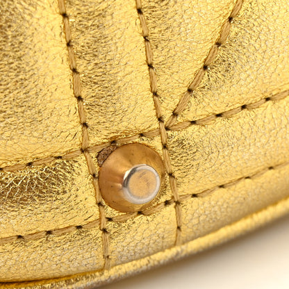 Gucci Metallic Calfskin Matelasse Studded Mini Pearly GG Marmont Shoulder Bag Gold 13 of 13