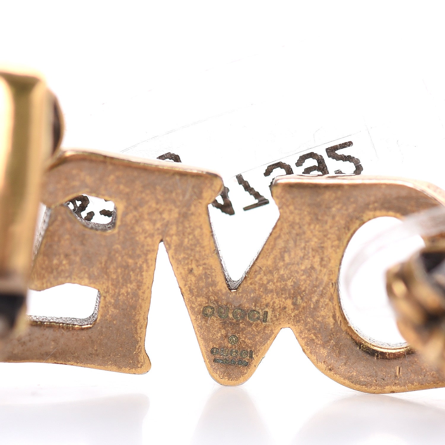 Gucci Metal Pearl Loved Ear Cuff Earring Aged Gold 3 of 4