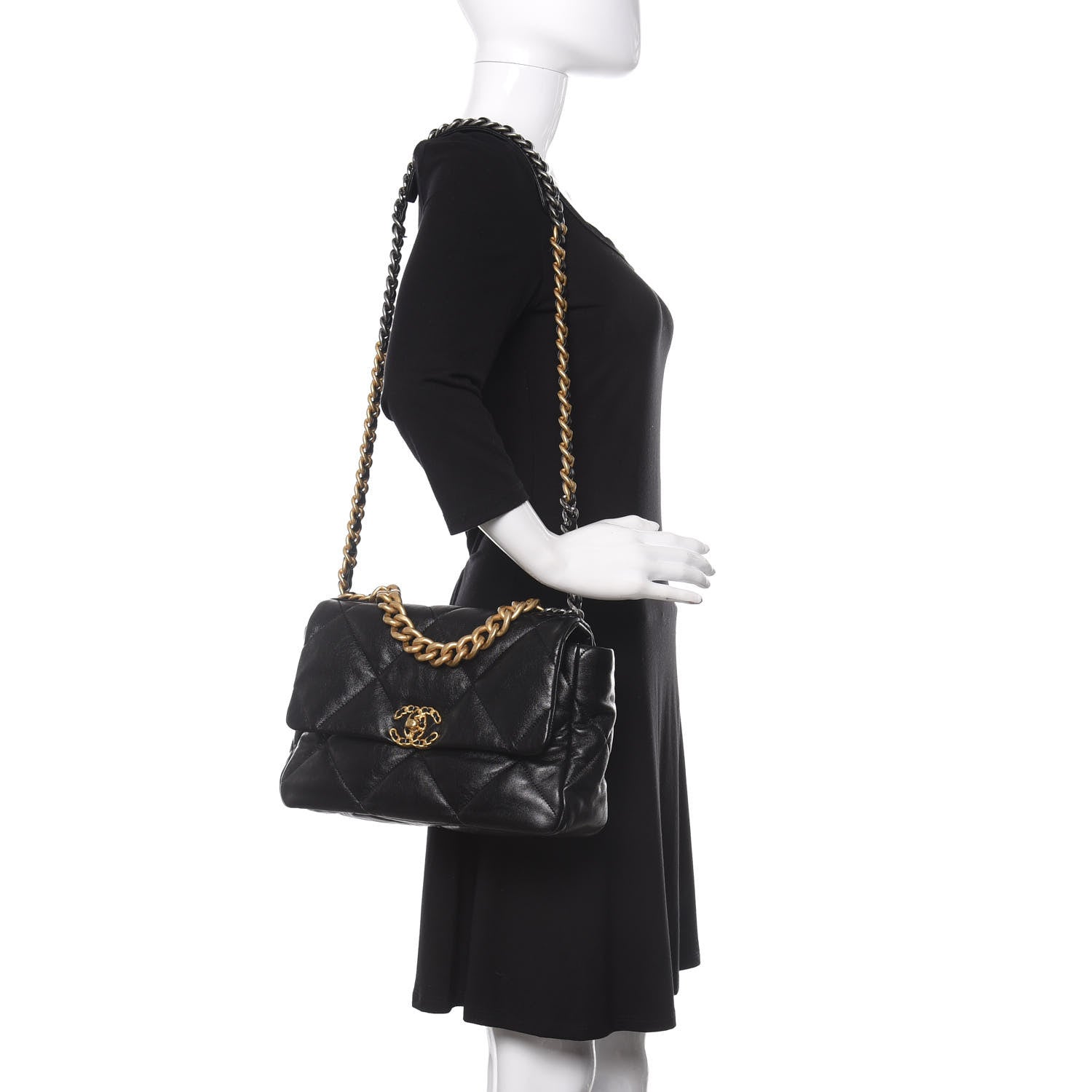 Chanel Lambskin Quilted Large 19 Flap Black 2 of 10