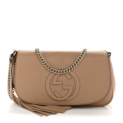 Gucci Pebbled Calfskin Medium Soho Flap Crossbody Camelia 1 of 12