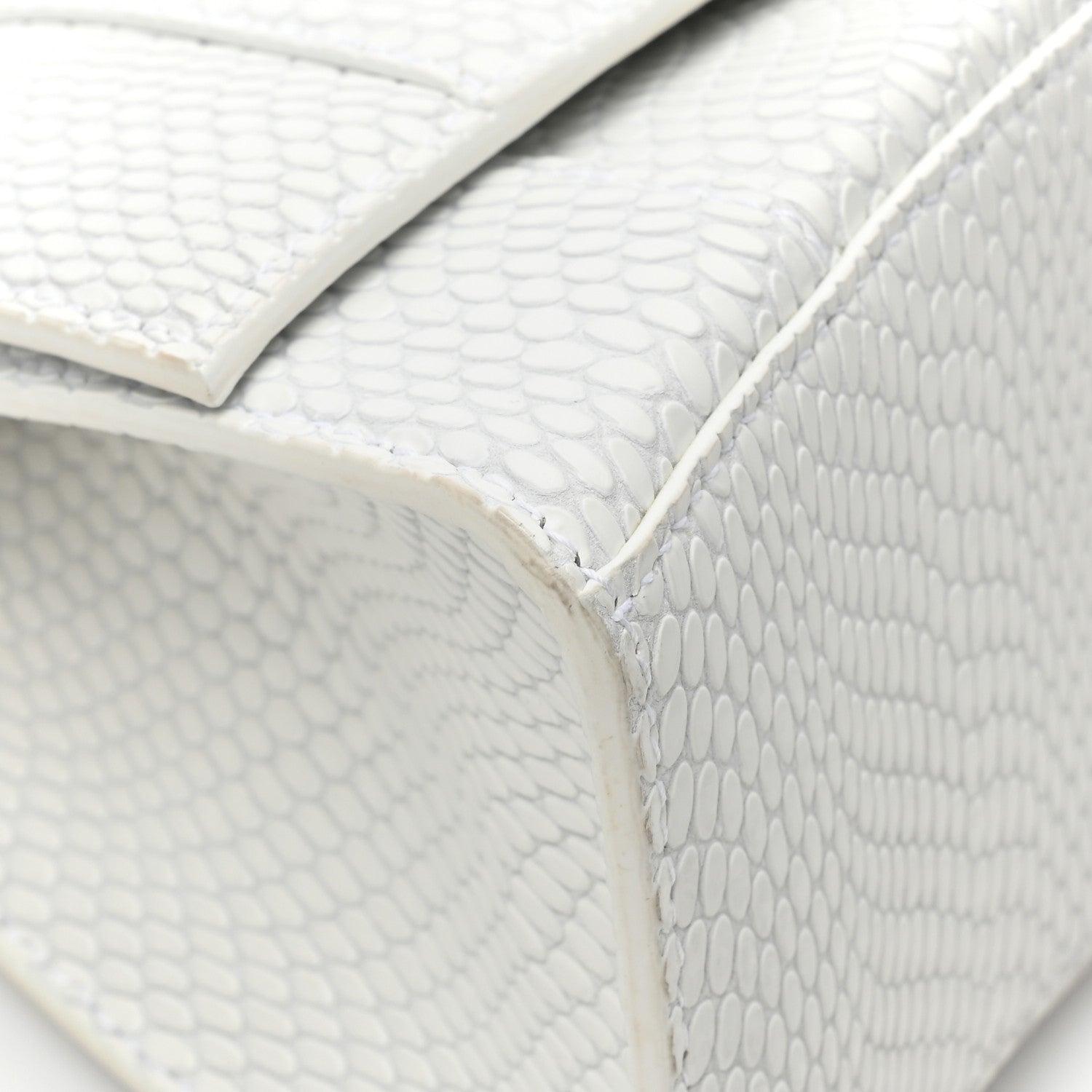 Balenciaga Matte Calfskin Snake Embossed Tonal B Small Hourglass Top Handle Bag Optic White 12 of 16
